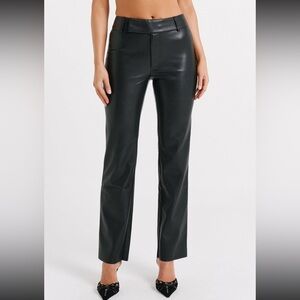 Meshki Laurette Faux Leather Straight Leg Pant - Black Size Medium
